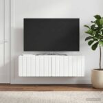 vidaXL Nástenná TV skrinka Biela s vysokým leskom 98 x 31 x 30 cm – Obrázok 4