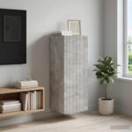 vidaXL Nástenná skrinka Betónovo sivá 33 x 34,5 x 90 cm – Obrázok 9