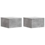 vidaXL Nástenná nočná skrinka 2 pcs Betónovo sivá 33 x 34,5 x 20 cm