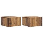 vidaXL Nástenná nočná skrinka 2 pcs Staré drevo 33 x 34,5 x 20 cm