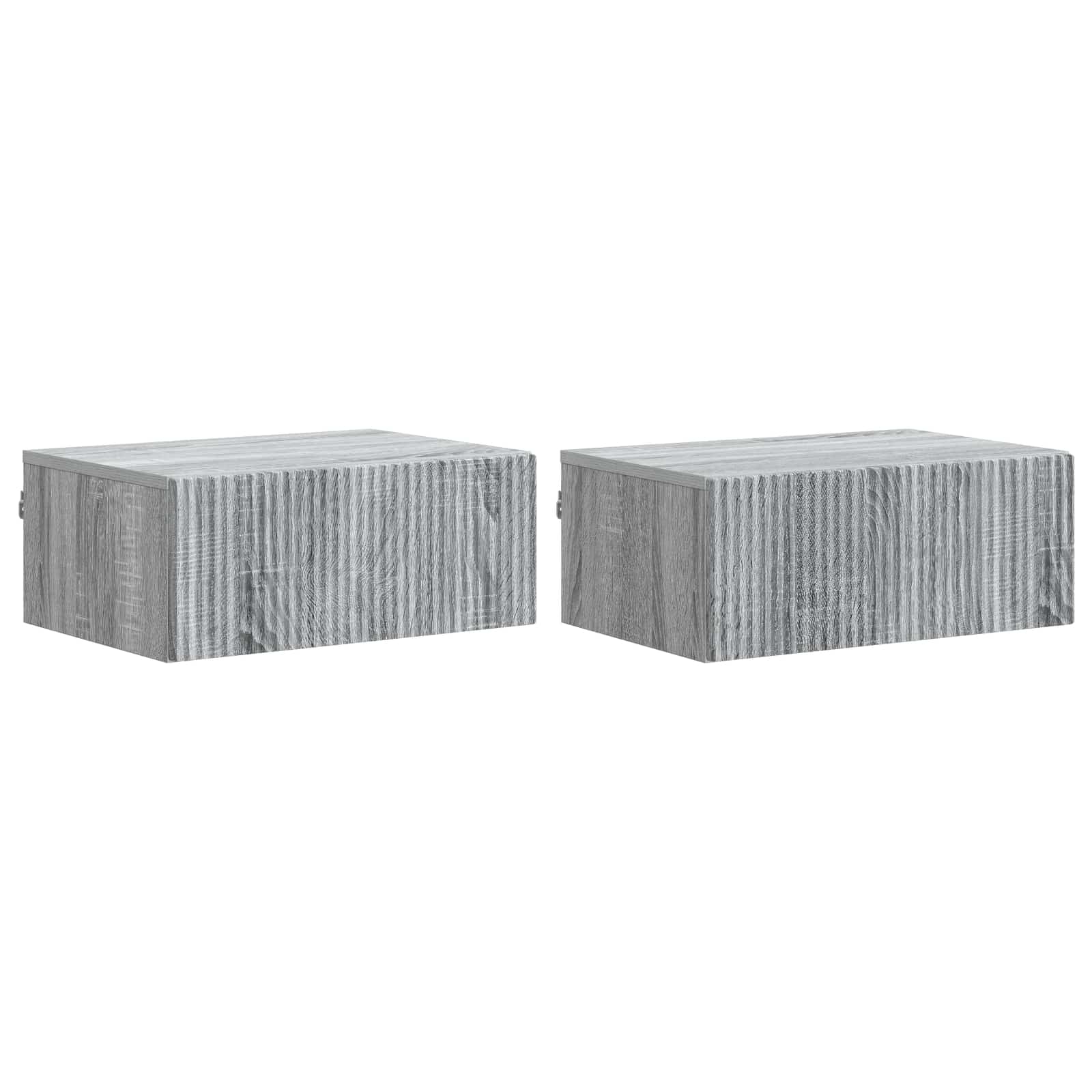 898458_1.jpg vidaXL Nástenná nočná skrinka 2 pcs Sivá sonoma 49 x 34,5 x 20 cm – Obrázok 1