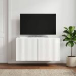 vidaXL Nástenná TV skrinka Biela s vysokým leskom 59,5 x 41 x 30 cm