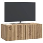 vidaXL Nástenná TV skrinka Nástenný Dub artisan 78,5 x 41 x 30 cm – Obrázok 3