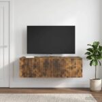 vidaXL Nástenná TV skrinka Dymový dub 98 x 41 x 30 cm Kompozitné drevo