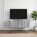 vidaXL Nástenná TV skrinka Nástenný Sivá sonoma 98 x 41 x 30 cm