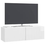 vidaXL Nástenná TV skrinka Biela s vysokým leskom 98 x 31 x 30 cm – Obrázok 3