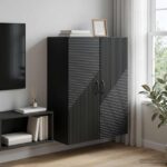 vidaXL Nástenná skrinka Čierna 66 x 34,5 x 90 cm Kompozitné drevo – Obrázok 8