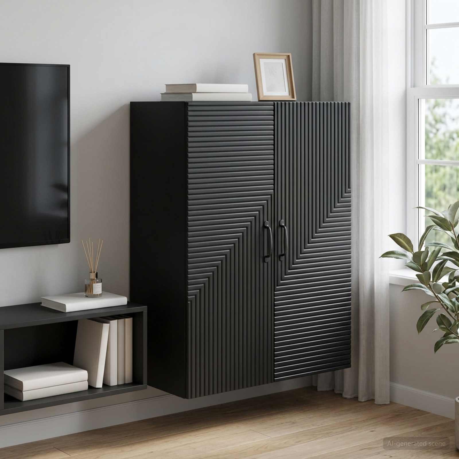 898566_1.jpg vidaXL Nástenná skrinka Čierna 66 x 34,5 x 90 cm Kompozitné drevo – Obrázok 1