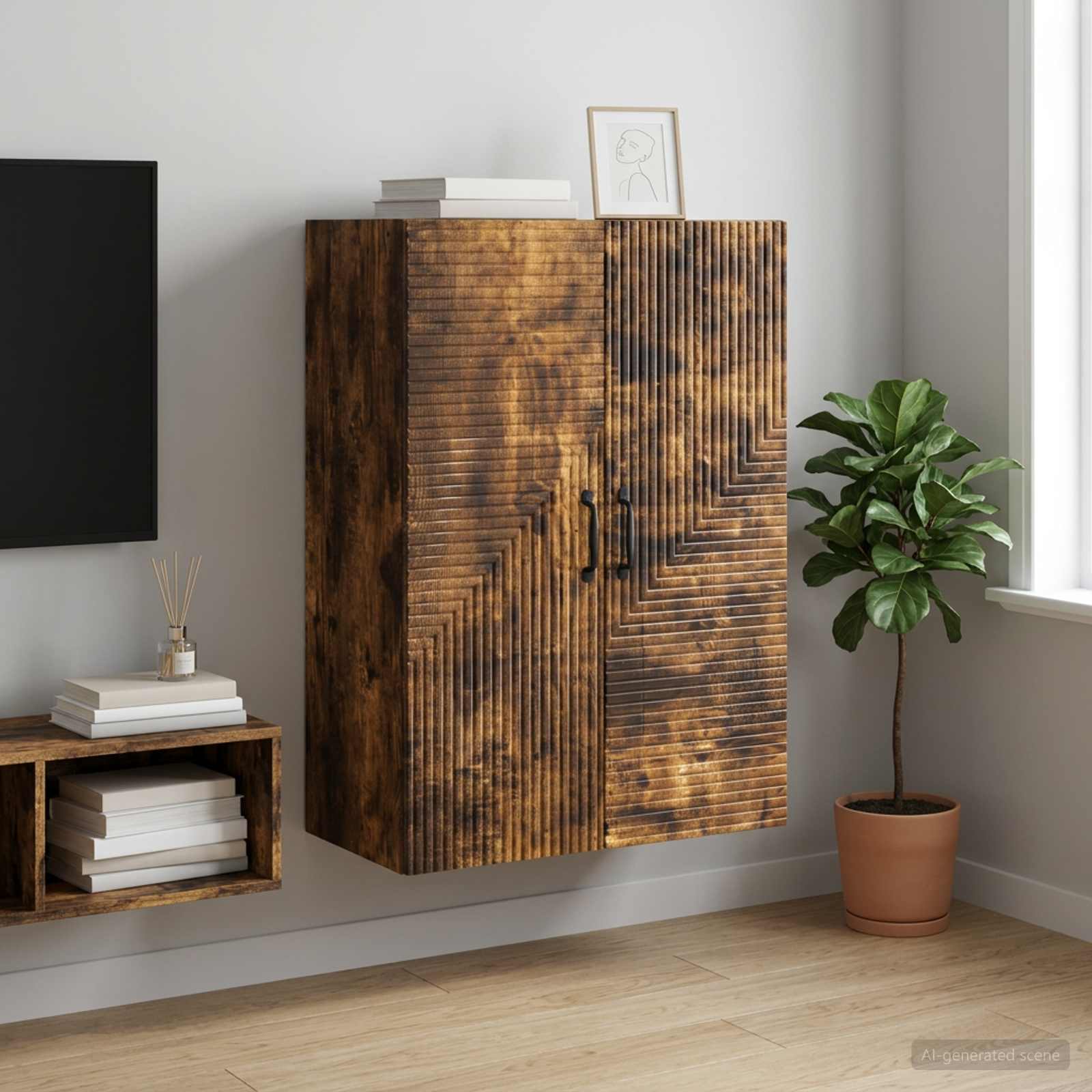 898570_1.jpg vidaXL Nástenná skrinka Dymový dub 66 x 34,5 x 90 cm Kompozitné drevo – Obrázok 1