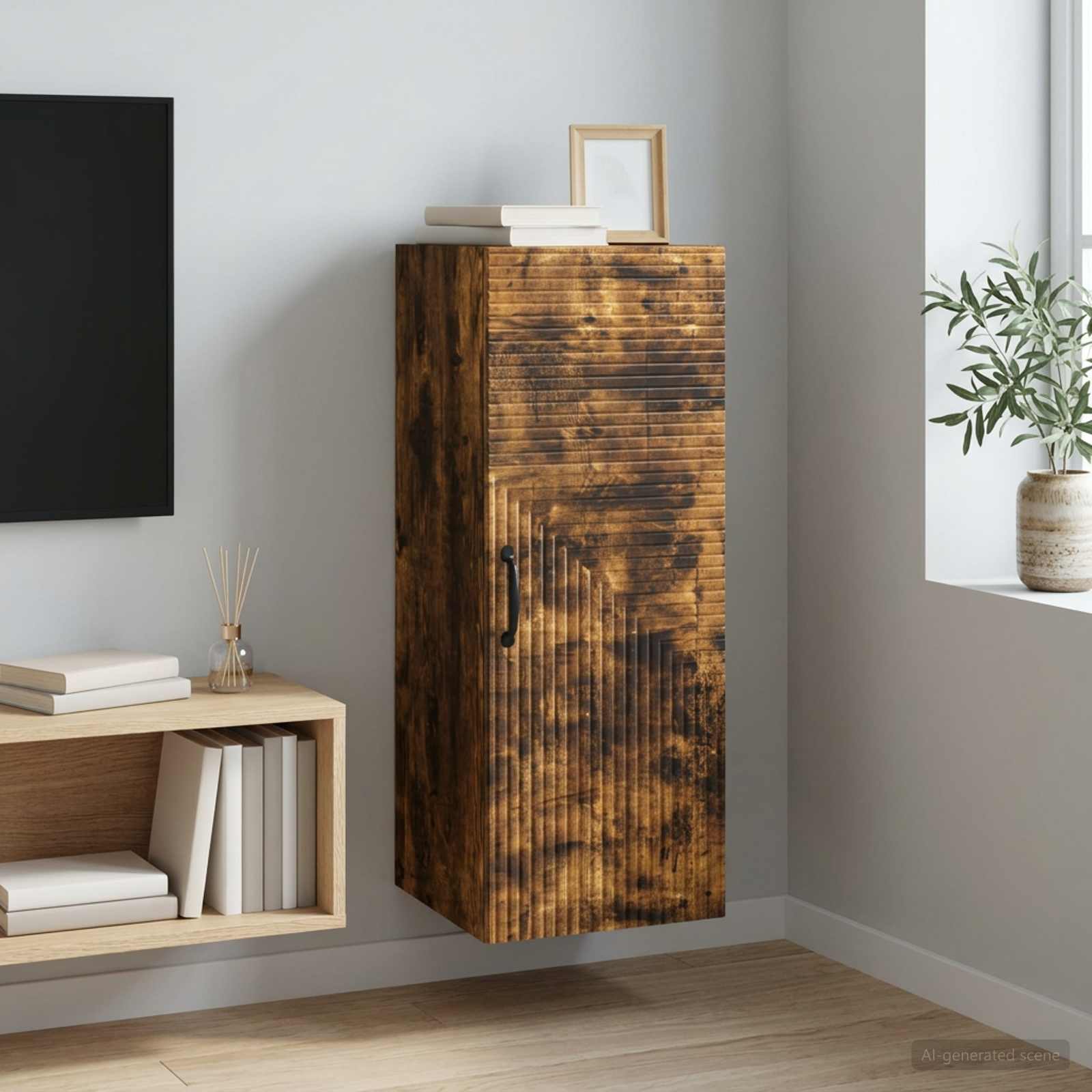 898590_1.jpg vidaXL Nástenná skrinka Dymový dub 33 x 34,5 x 90 cm Kompozitné drevo – Obrázok 1