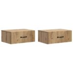 vidaXL Nástenná nočná skrinka 2 pcs Dub artisan 49 x 34,5 x 20 cm