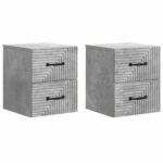 vidaXL Nástenná nočná skrinka 2 pcs Betónovo sivá 34,5 x 33 x 40 cm