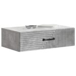vidaXL Nástenný bočný stôl Betónovo sivá 59 x 34,5 x 17 cm – Obrázok 2