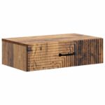 vidaXL Nástenný bočný stôl Staré drevo 59 x 34,5 x 17 cm