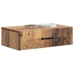 vidaXL Nástenný bočný stôl Staré drevo 59 x 34,5 x 17 cm – Obrázok 2
