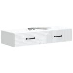 vidaXL Nástenný bočný stôl Biela 87,5 x 34,5 x 17 cm Kompozitné drevo – Obrázok 2