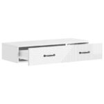 vidaXL Nástenný bočný stôl Biela s vysokým leskom 87,5 x 34,5 x 17 cm – Obrázok 3