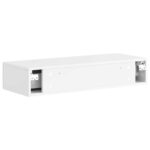 vidaXL Nástenný bočný stôl Biela s vysokým leskom 87,5 x 34,5 x 17 cm – Obrázok 6