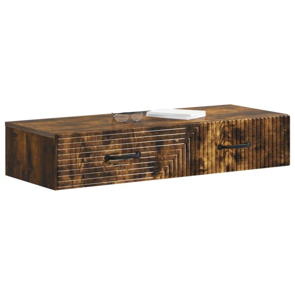 vidaXL Nástenný bočný stôl Dymový dub 87,5 x 34,5 x 17 cm – Obrázok 2