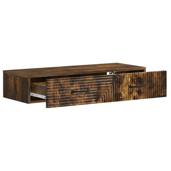 vidaXL Nástenný bočný stôl Dymový dub 87,5 x 34,5 x 17 cm – Obrázok 3