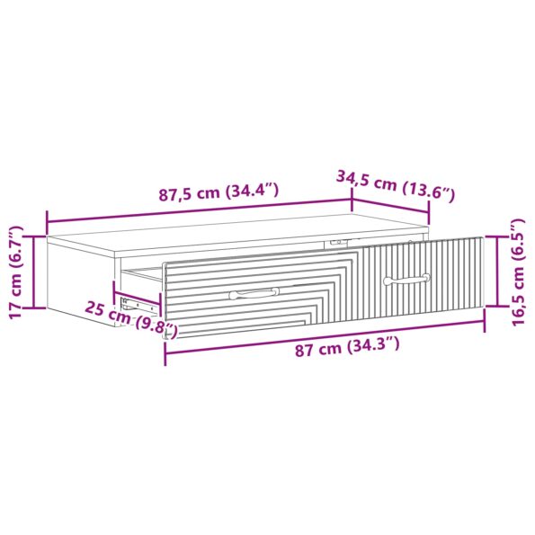vidaXL Nástenný bočný stôl Dymový dub 87,5 x 34,5 x 17 cm – Obrázok 8
