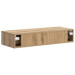 vidaXL Nástenný bočný stôl Dub artisan 87,5 x 34,5 x 17 cm – Obrázok 6