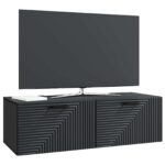 vidaXL Nástenná TV skrinka Čierna 98 x 41 x 30 cm Kompozitné drevo – Obrázok 3