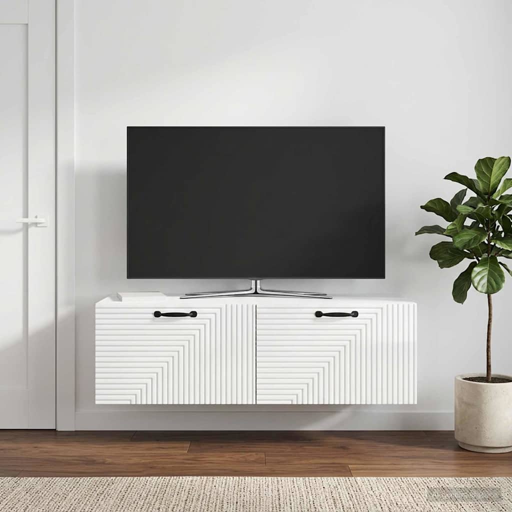898699_1.jpg vidaXL Nástenná TV skrinka Biela s vysokým leskom 98 x 41 x 30 cm – Obrázok 1
