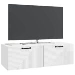 vidaXL Nástenná TV skrinka Biela s vysokým leskom 98 x 41 x 30 cm – Obrázok 3