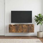vidaXL Nástenná TV skrinka Dymový dub 98 x 41 x 30 cm Kompozitné drevo