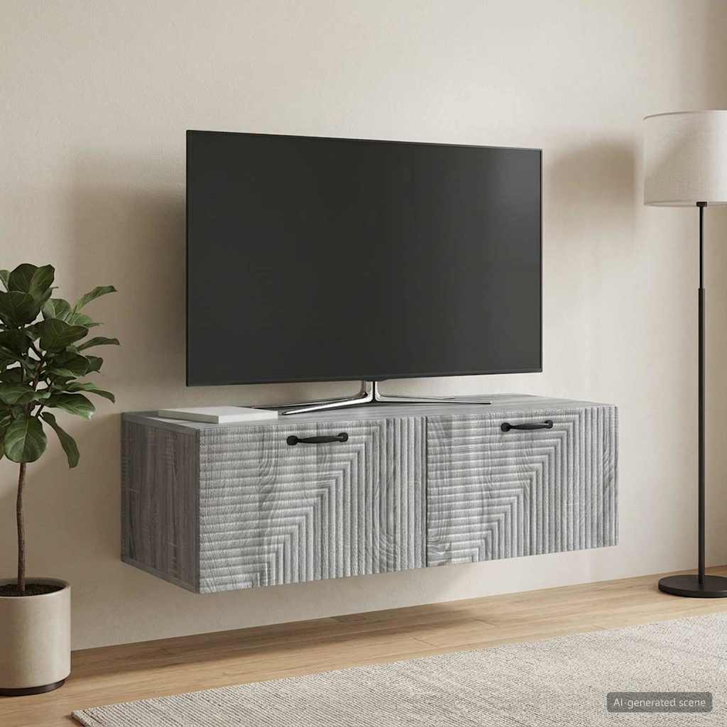 898701_1.jpg vidaXL Nástenná TV skrinka Nástenný Sivá sonoma 98 x 41 x 30 cm – Obrázok 1
