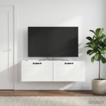 vidaXL Nástenná TV skrinka Biela s vysokým leskom 98 x 31 x 30 cm