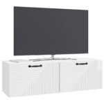 vidaXL Nástenná TV skrinka Biela s vysokým leskom 98 x 31 x 30 cm – Obrázok 3