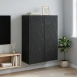 vidaXL Nástenná skrinka Čierna 66 x 34,5 x 90 cm Kompozitné drevo