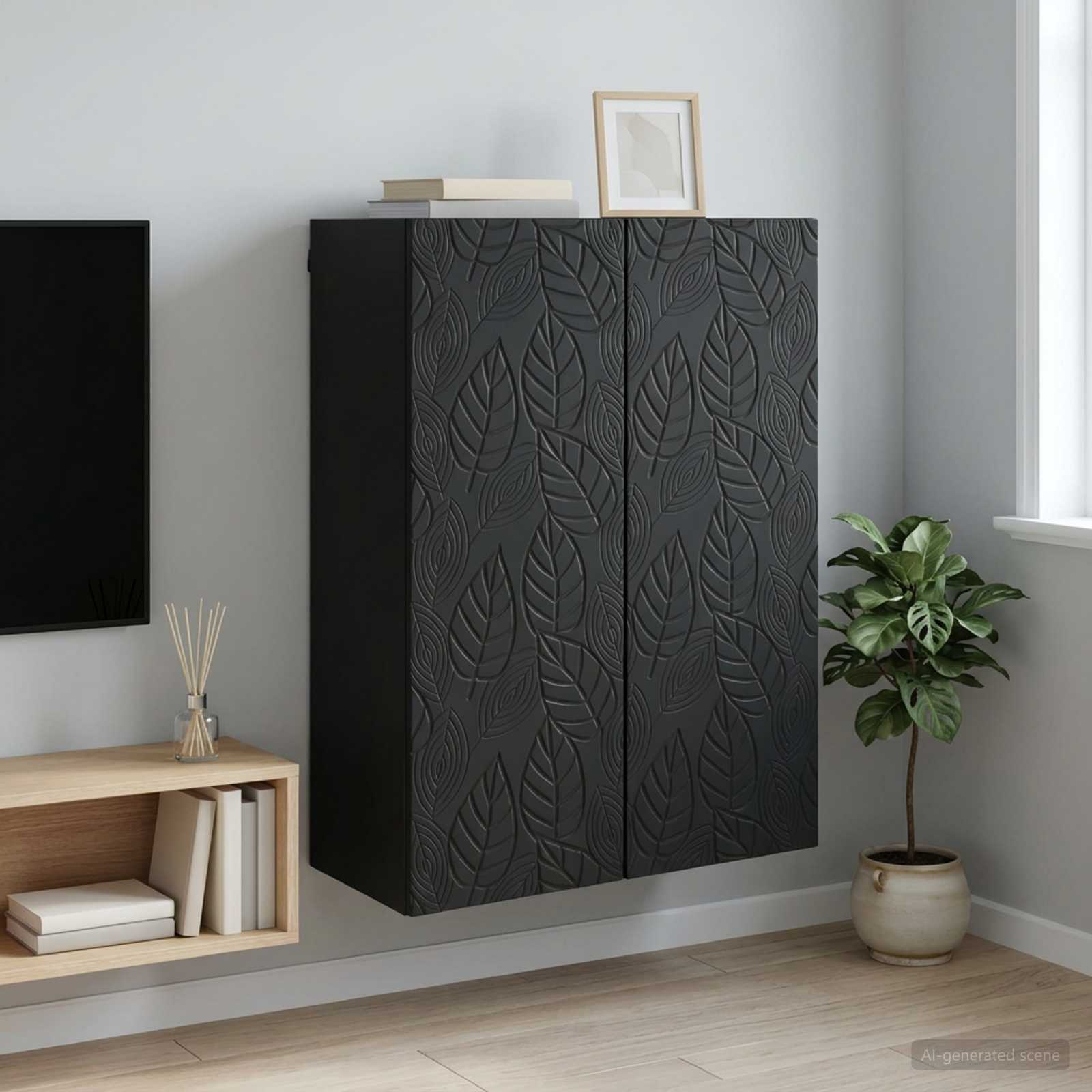 898736_1.jpg vidaXL Nástenná skrinka Čierna 66 x 34,5 x 90 cm Kompozitné drevo – Obrázok 1