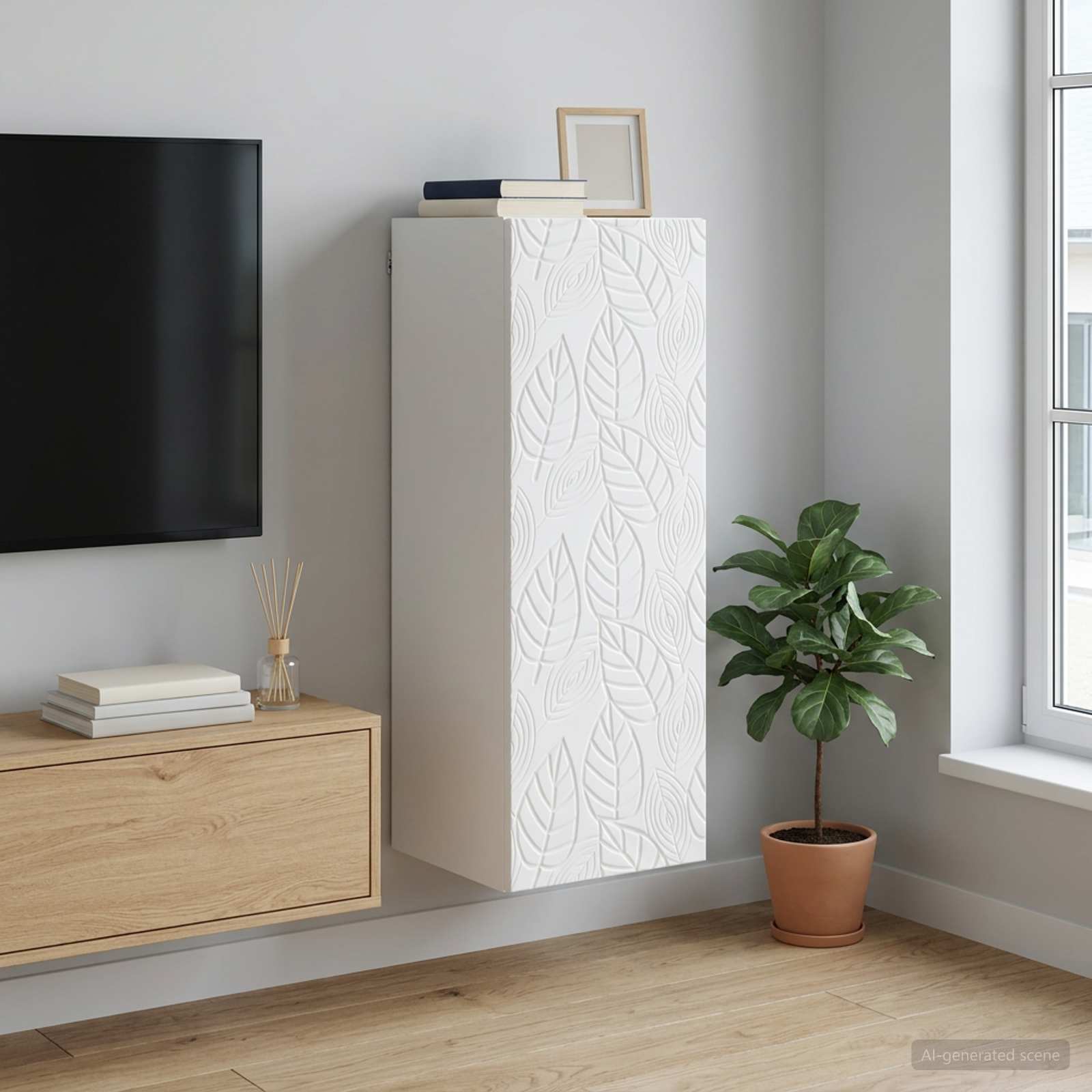 898755_1.jpg vidaXL Nástenná skrinka Biela 33 x 34,5 x 90 cm Kompozitné drevo – Obrázok 1