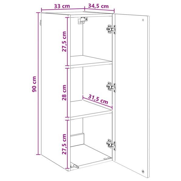 vidaXL Nástenná skrinka Biela s vysokým leskom 33 x 34,5 x 90 cm – Obrázok 8