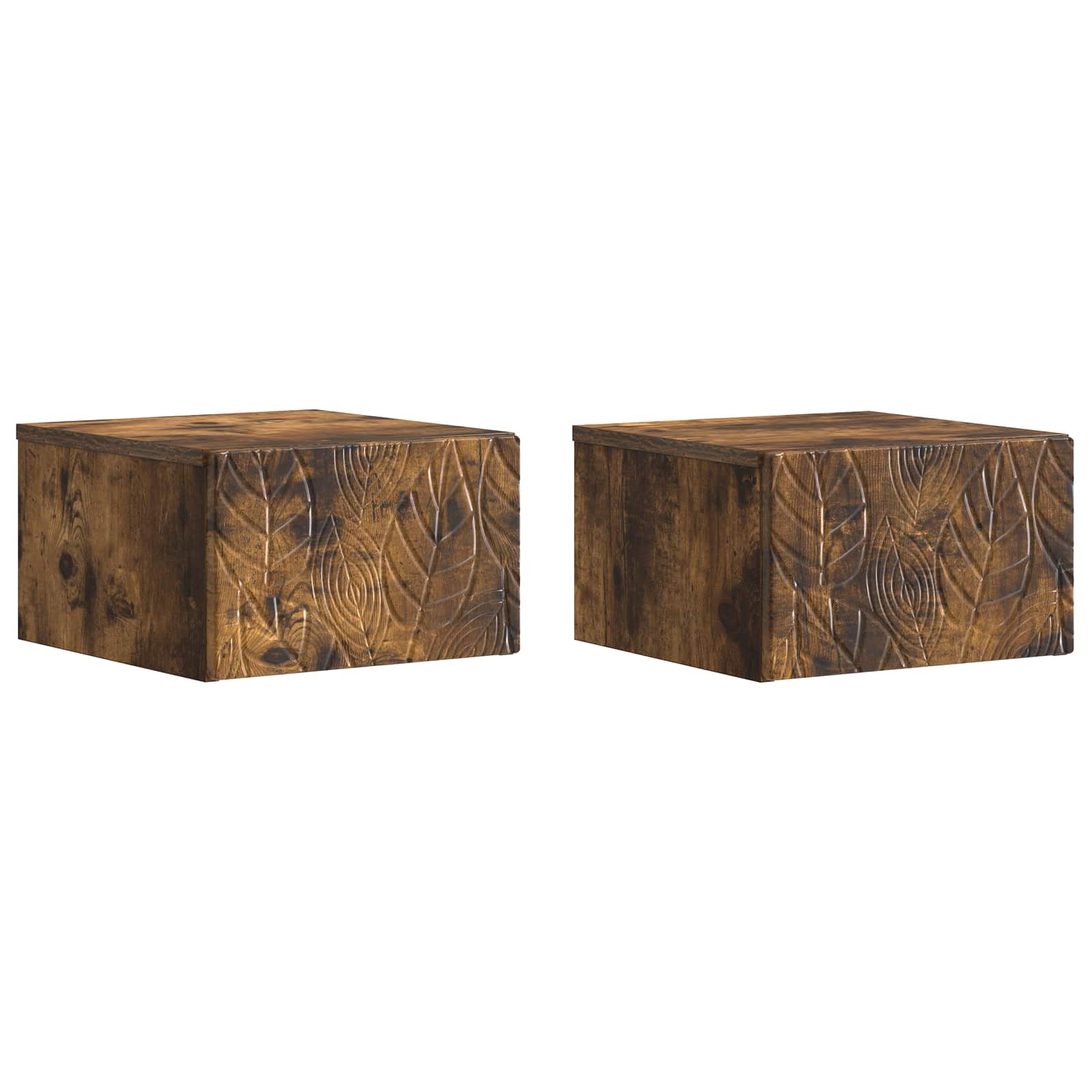 898776_1.jpg vidaXL Nástenný bočný stôl 2 pcs Dymový dub 34,5 x 33 x 20 cm – Obrázok 1