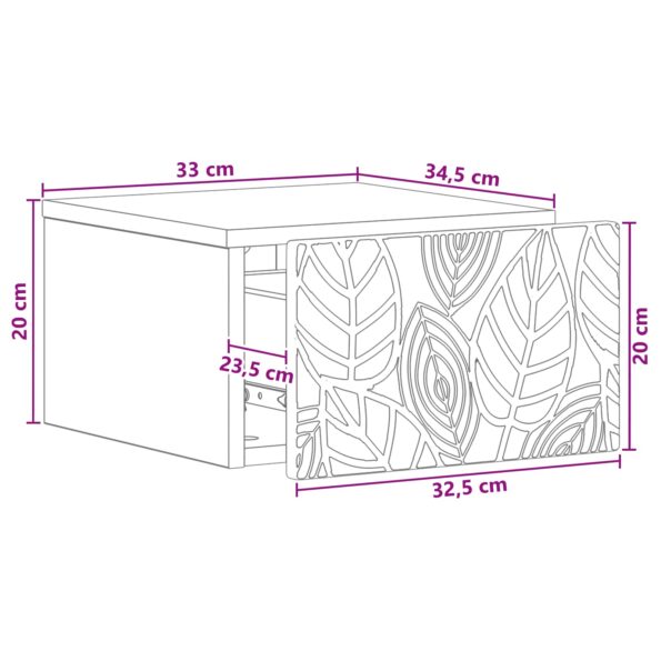 vidaXL Nástenný bočný stôl Dub artisan 34,5 x 33 x 20 cm – Obrázok 9