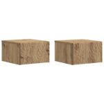 vidaXL Nástenný bočný stôl 2 pcs Dub artisan 34,5 x 33 x 20 cm