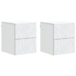 vidaXL Nástenná nočná skrinka 2 pcs Biela 34,5 x 33 x 40 cm