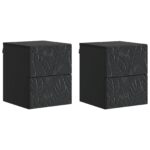 vidaXL Nástenná nočná skrinka 2 pcs Čierna 34,5 x 33 x 40 cm