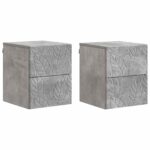 vidaXL Nástenná nočná skrinka 2 pcs Betónovo sivá 34,5 x 33 x 40 cm