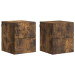 vidaXL Nástenná nočná skrinka 2 pcs Dymový dub 34,5 x 33 x 40 cm