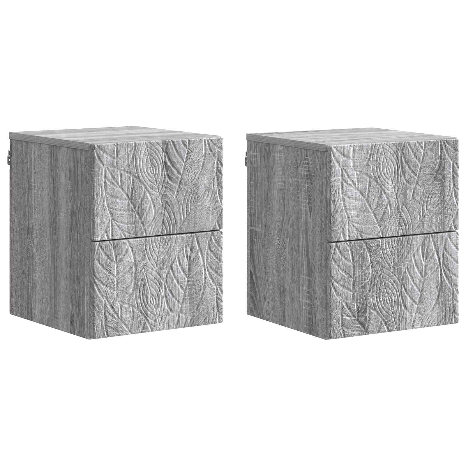 898818_1.jpg vidaXL Nástenná nočná skrinka 2 pcs Sivý Sonoma 34,5 x 33 x 40 cm – Obrázok 1