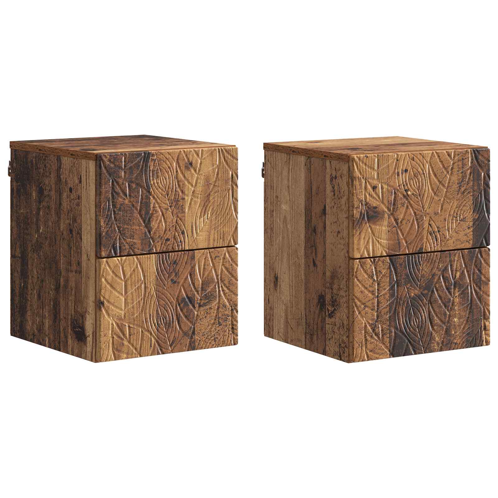 898822_1.jpg vidaXL Nástenná nočná skrinka 2 pcs Staré drevo 34,5 x 33 x 40 cm – Obrázok 1