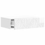 vidaXL Nástenný bočný stôl Biela s vysokým leskom 59 x 34,5 x 17 cm – Obrázok 2