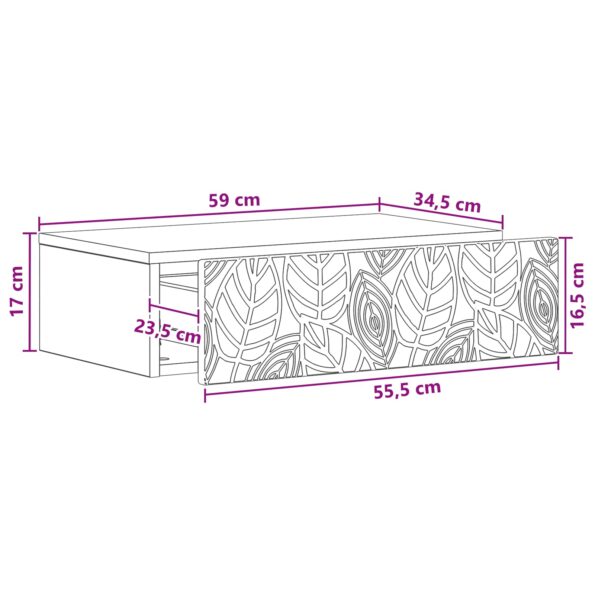 vidaXL Nástenný bočný stôl Dymový dub 59 x 34,5 x 17 cm – Obrázok 8