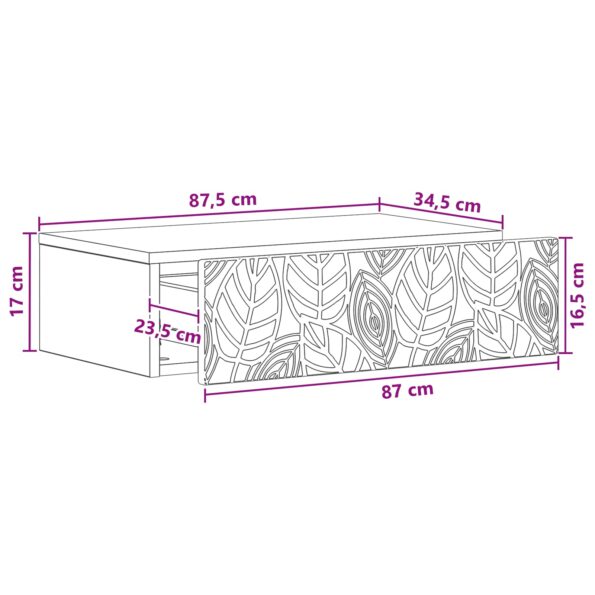 vidaXL Nástenný bočný stôl Dymový dub 87,5 x 34,5 x 17 cm – Obrázok 8