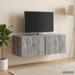 vidaXL Nástenná TV skrinka 98 x 41 x 30 cm Sivý Sonoma – Obrázok 3